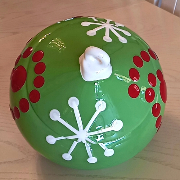 Real Home M&M's Christmas Green Ball Tree Ornament Cookie/Candy Jar. Like New! - Picture 3 of 15